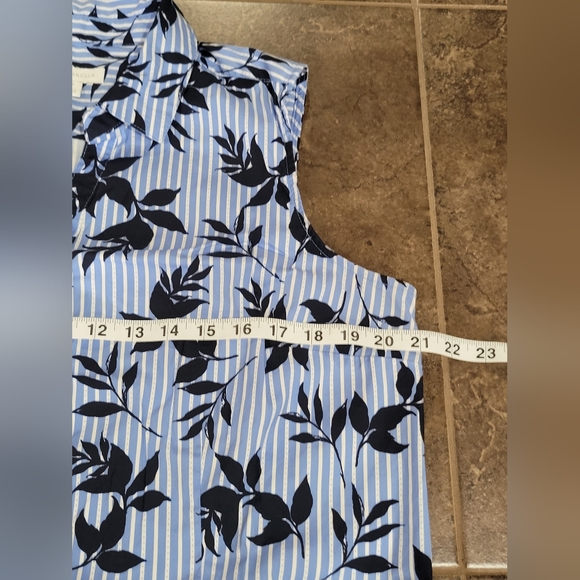 Charter Club Sleeveless Floral Print Shirt Intrepid Light Blue Combo Size 16/ Xl - Picture 5 of 10